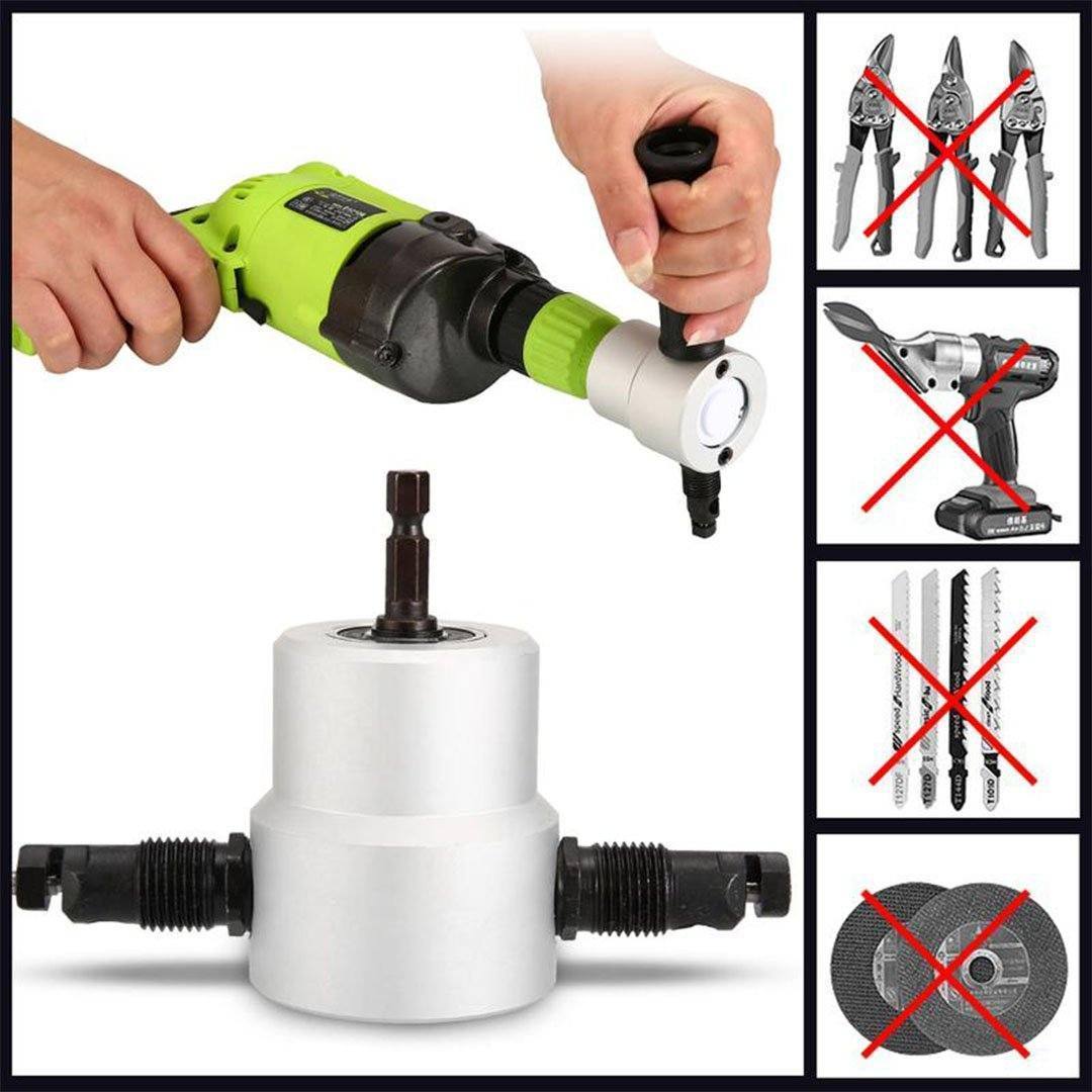 Skanto | Nibbler Cutter Drill Attachment Dobbel Hode Metallplate