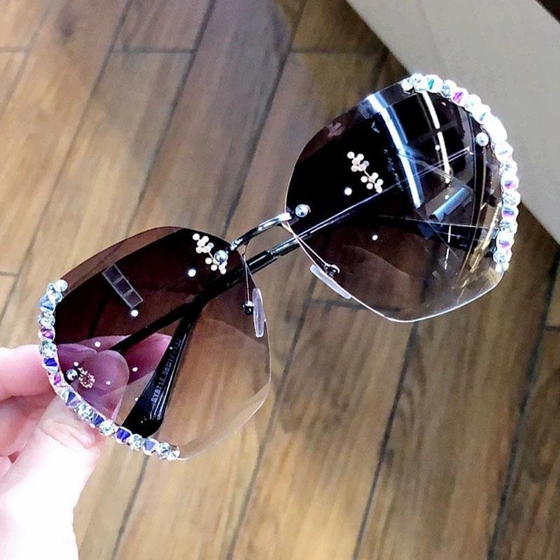 Rimless solbriller med krystall | Skanto