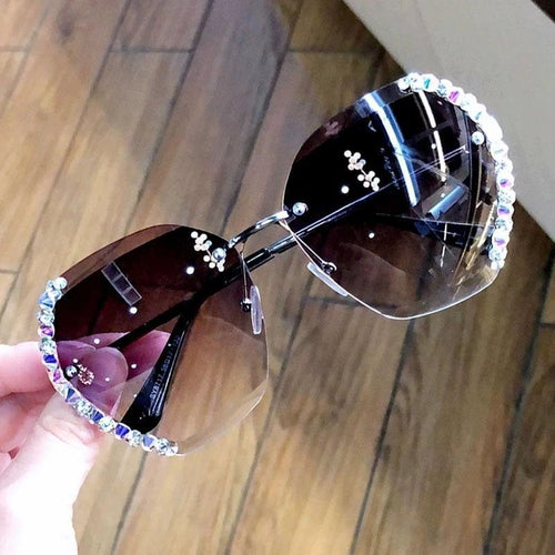 Rimless solbriller med krystall | Skanto