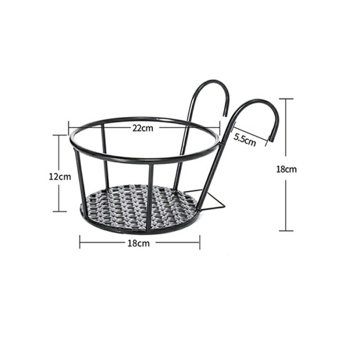 Skanto | Hengeplantekurv laget av metall – Balkong Blomsterpotte med krok for hage og terrasse