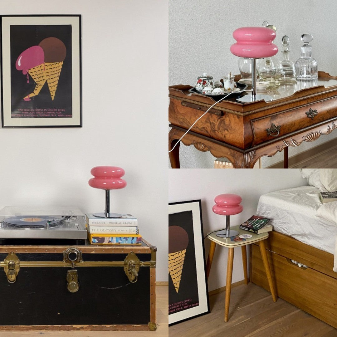 LueurRose – Retro Bordlampe med Dimmer LED og USB Skanto