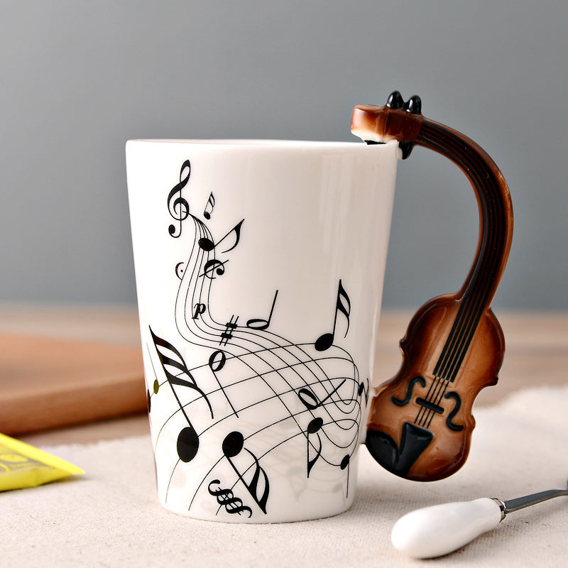 Musikernes keramiske kaffekopp, musikinstrumenthåndtak kopp | Skanto
