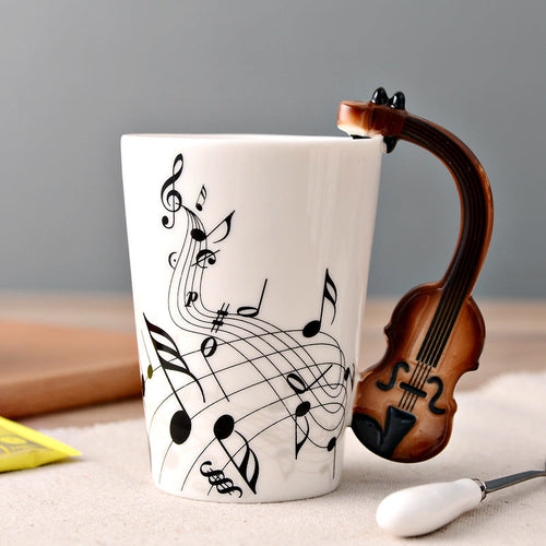 Musikernes keramiske kaffekopp, musikinstrumenthåndtak kopp | Skanto