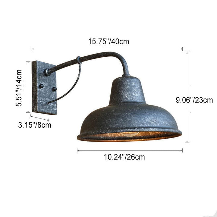Vintage Iron Barn Vanntett Utendørs 1-Lyskilde Vegglampe | Skanto