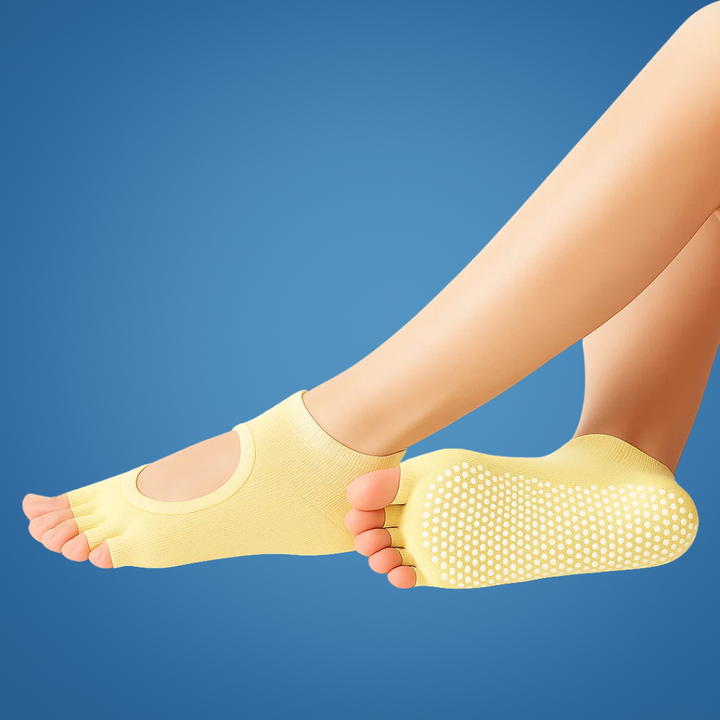 Slip Yoga Grip Socks – Åpen Tå & Pustende – Gummiert Såle for Kvinner – Stabilitet Balanse Komfort i Yoga & Pilates Skanto