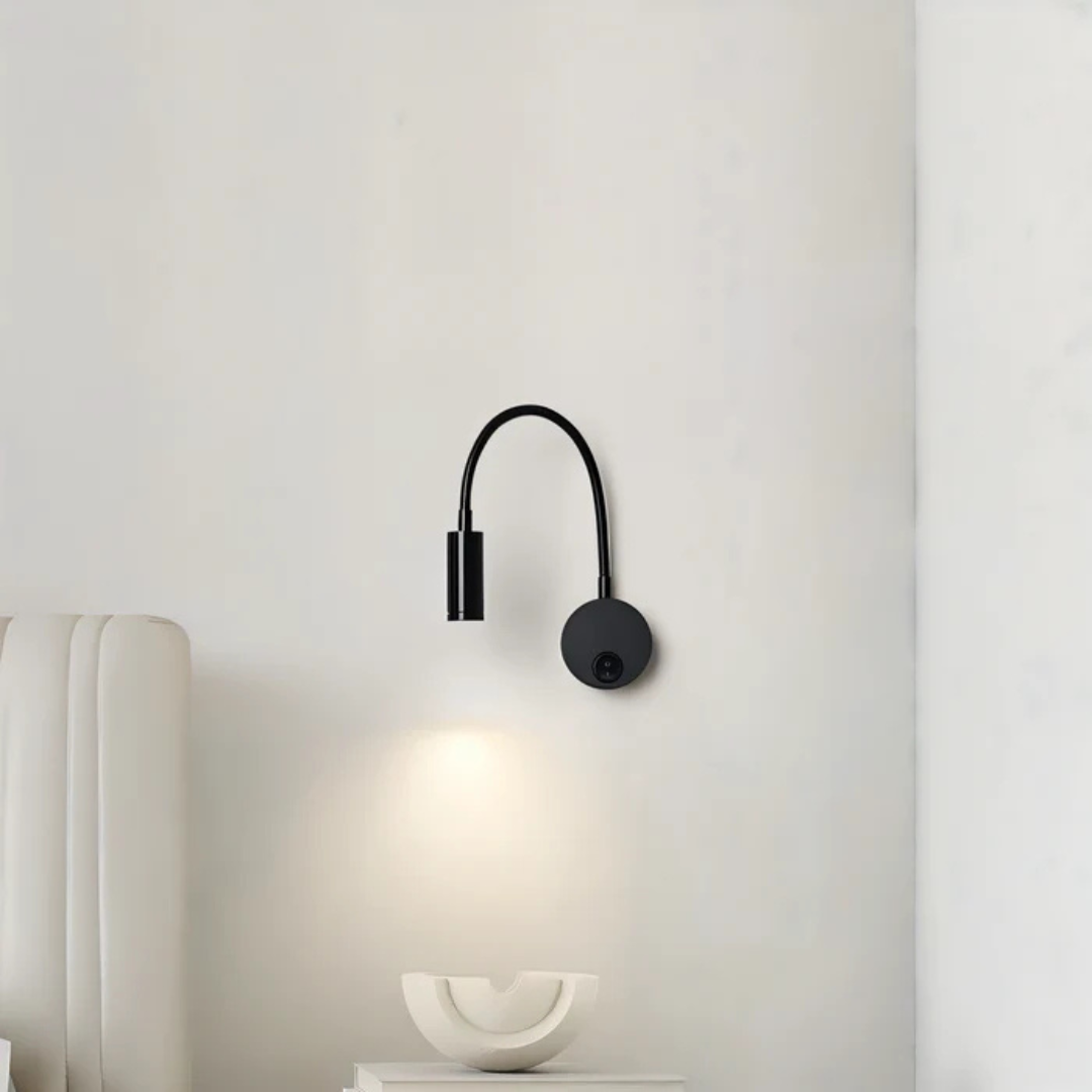 Skanto | Trådløs LED Vegglampe med Fleksibel Arm i Svart