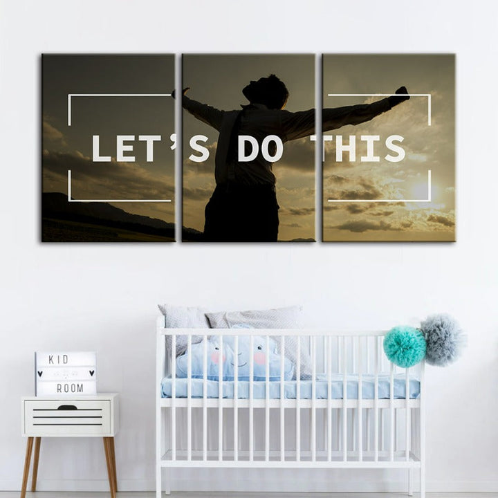 Let's Do This-Canvas Veggkunst Maleri 3 Stykker