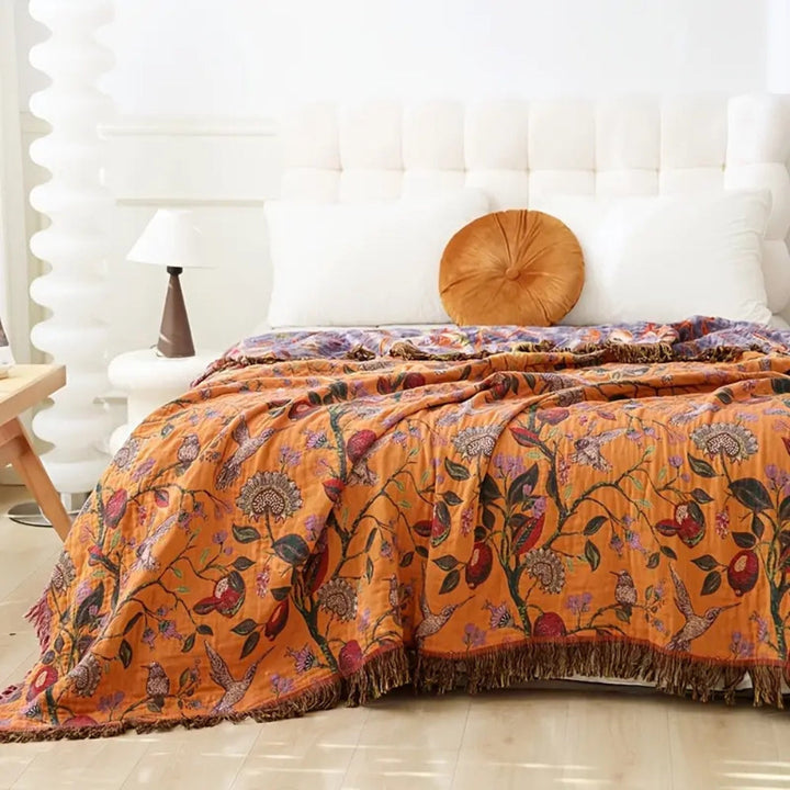 Skanto | Botanic Floral Cotton Tassel Blanket