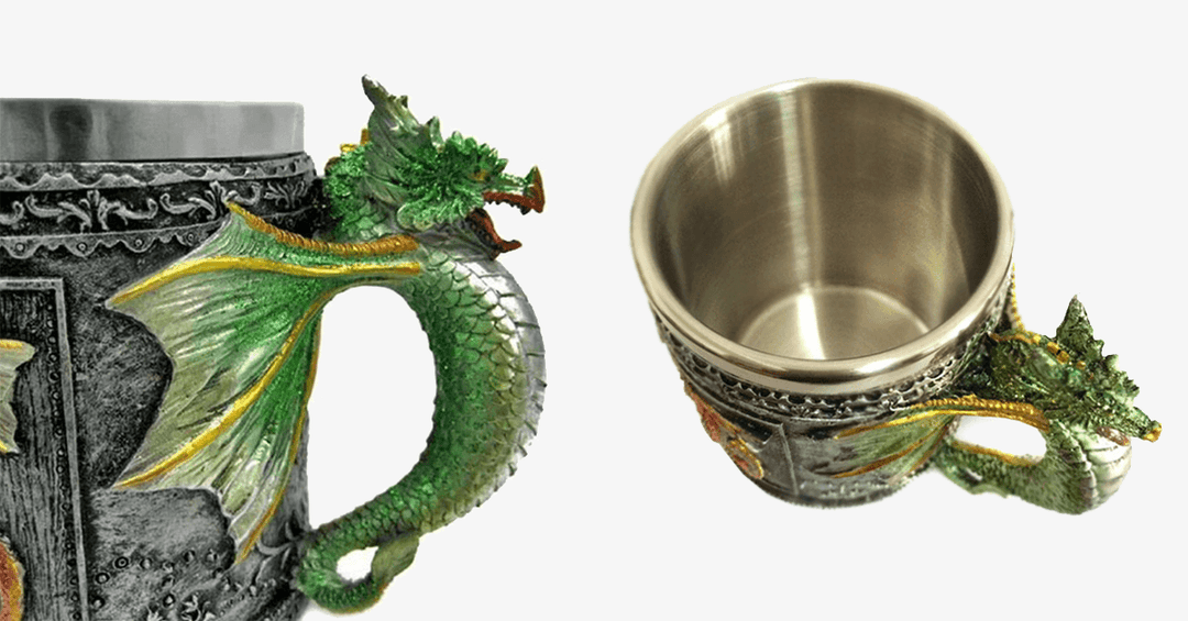 Skanto | 3D Rustfritt Stål Dragemugg – Gjør barna dine gladere med en funky mugg!