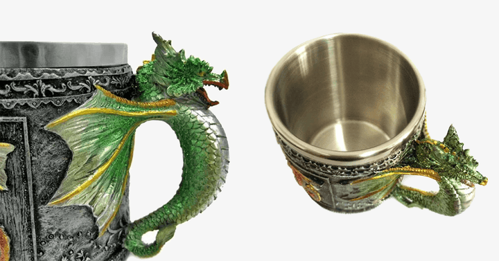 Skanto | 3D Rustfritt Stål Dragemugg – Gjør barna dine gladere med en funky mugg!