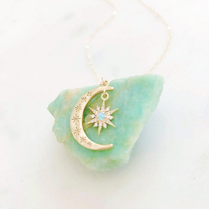 Moon & Sun Croissant Necklace | Skanto