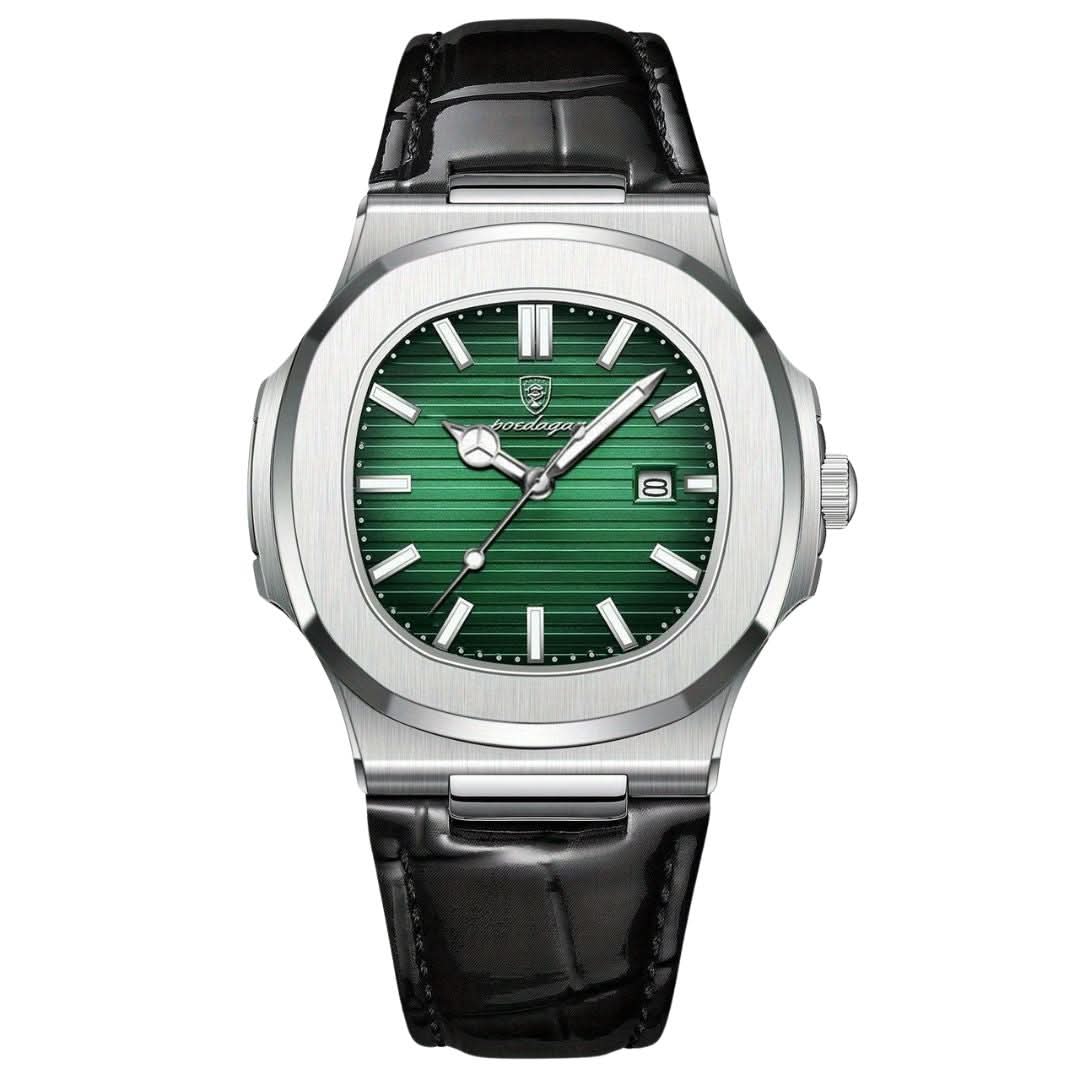 Herren-Armbanduhr aus Edelstahl mit Quarzwerk und Datumsanzeige