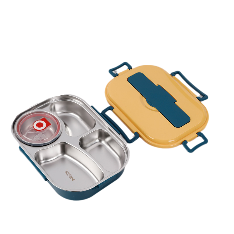 Norvo | Termo-lunsjboks laget av rustfritt stål – innsiden laget av rustfritt stål – 3 eller 4 rom med suppeskål – veggklokke