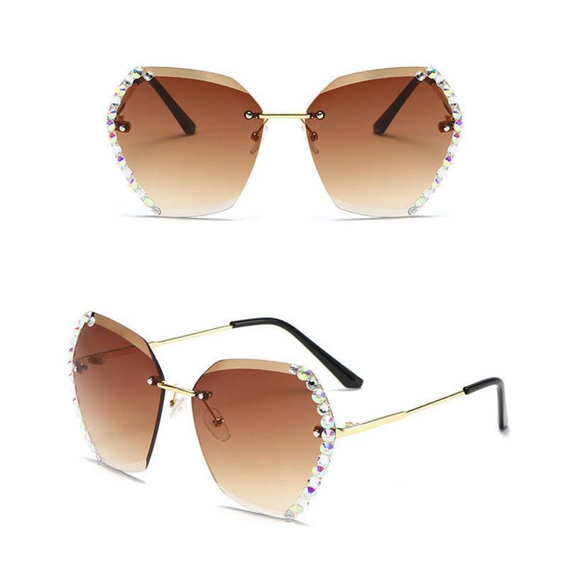 Rimless solbriller med krystall | Skanto
