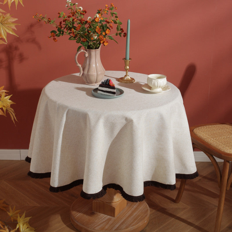 Skanto | Minimalistisk Lin Frynse Duken Naturlig Stil