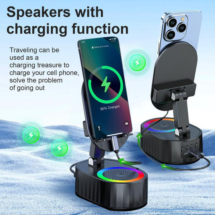 Skanto | Trådløs induksjons lyd Bluetooth-høyttaler 5 i 1 telefonholder