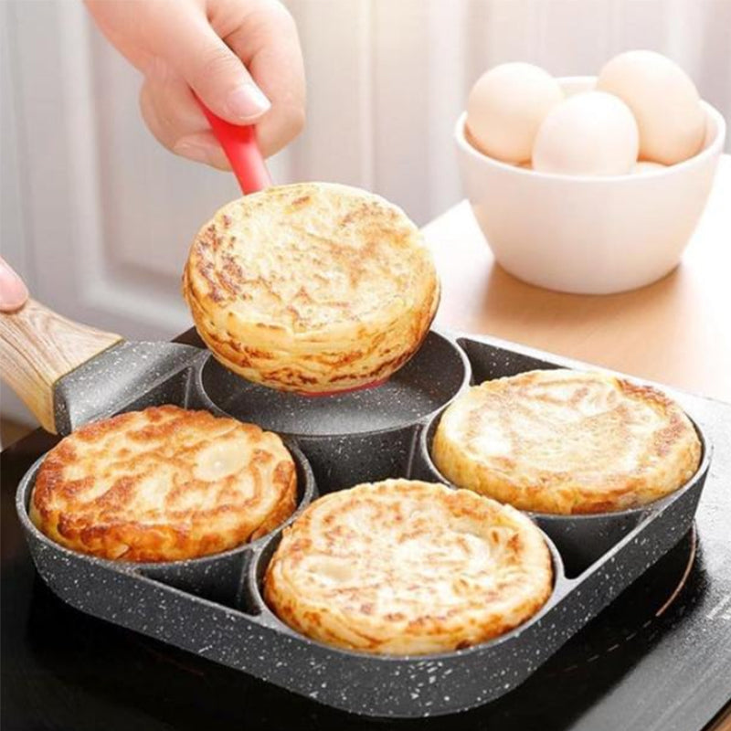 Skanto | Fire-hulls eggpanne, frokostomelett husholdningsstekepanne non-stick panne
