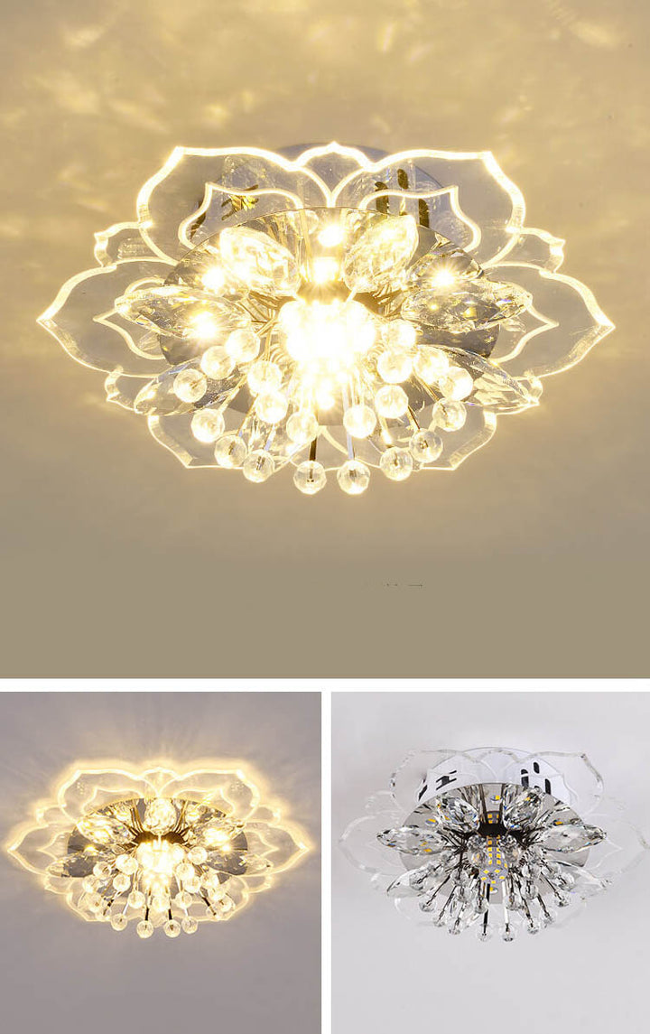 Skanto | GlowPetal LED Krystall Taklampe | Blomsterformet | Moderne Design | Energisparende | Dekorativ Belysning