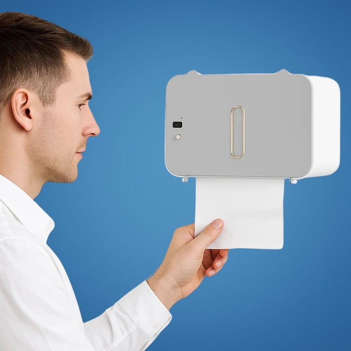 CleanGuard | Berøringsfri Toalettpapirdispenser – Sensorsensitiv – Auto-Fold Snitt – For Travle Toaletter Skanto