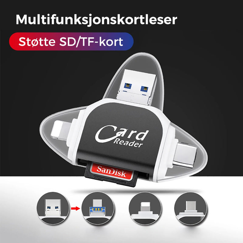 Multi-Port 4 i 1 Universell SD TF Kortleser | Skanto