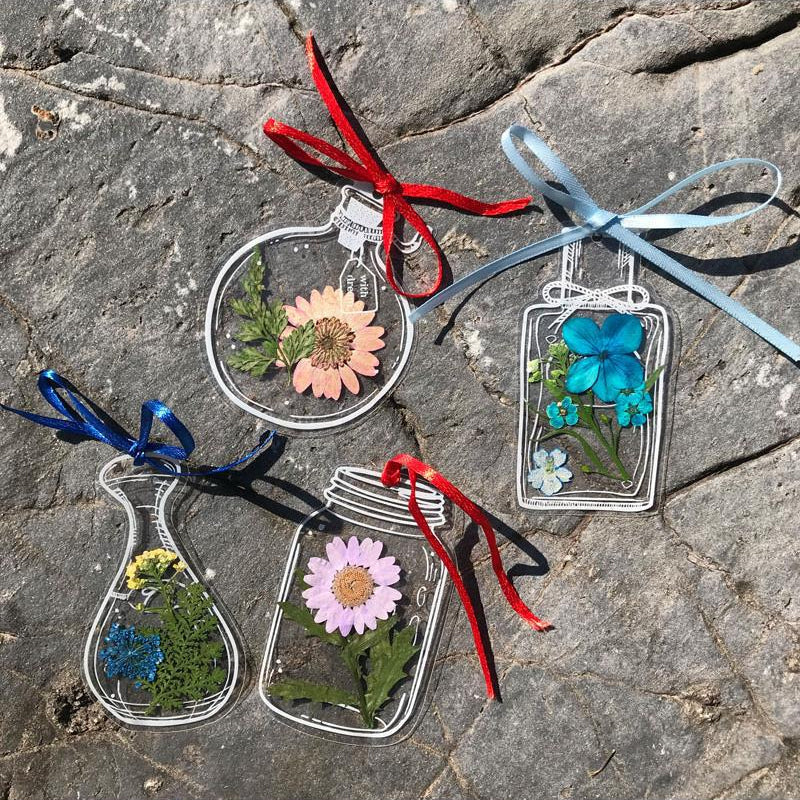 Skanto | Vakre Gjennomsiktige Tørkede Blomster Bokmerker