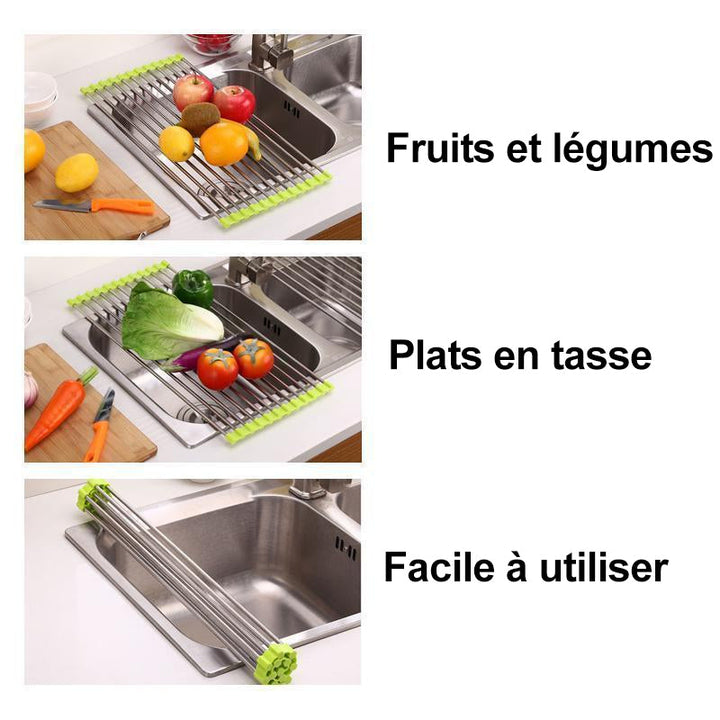 Rull-bar Rustfritt Stål Tallerken Tørker, Sammenleggbar | Skanto