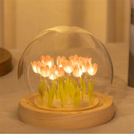 Skanto | Håndlaget kunstig tulipan LED nattlampe bordlampe for soverom og gaveinnredning