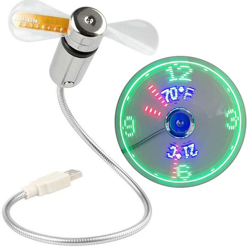 USB-vifte med LED-klokkbelysning | Skanto