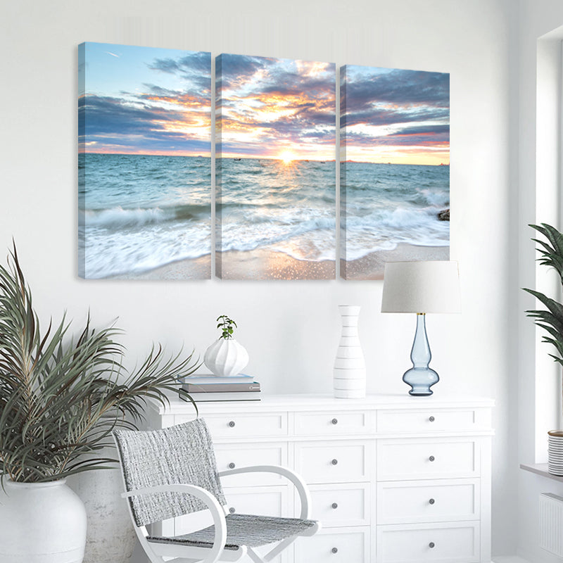 3Pcs Sunrise Beach Landscape Posters Canvas | Skanto