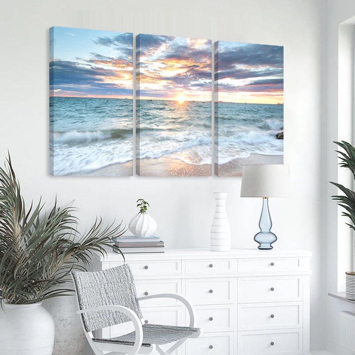 3Pcs Sunrise Beach Landscape Posters Canvas | Skanto