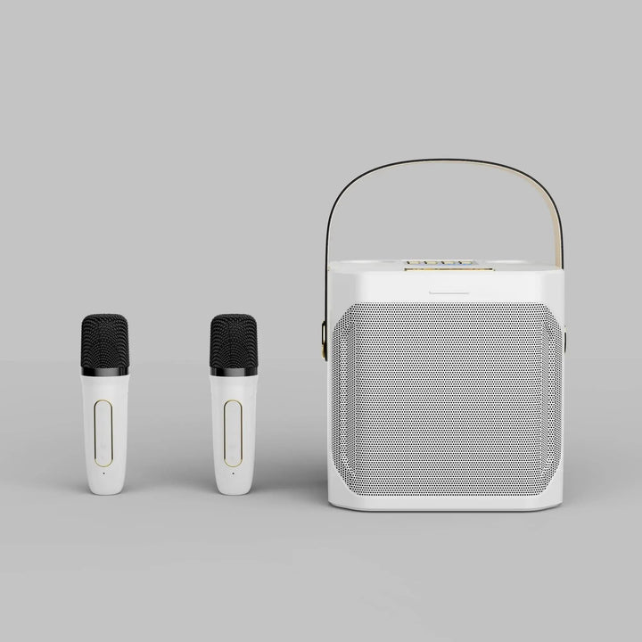 Skanto | Karaoke Bluetooth-høyttaler – 360° Surround Trådløs Subwoofer med Dual Mics