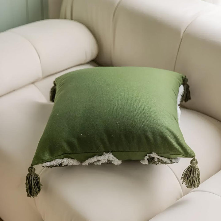 Skanto | Plush Leaf With Tassel Cushion Cover