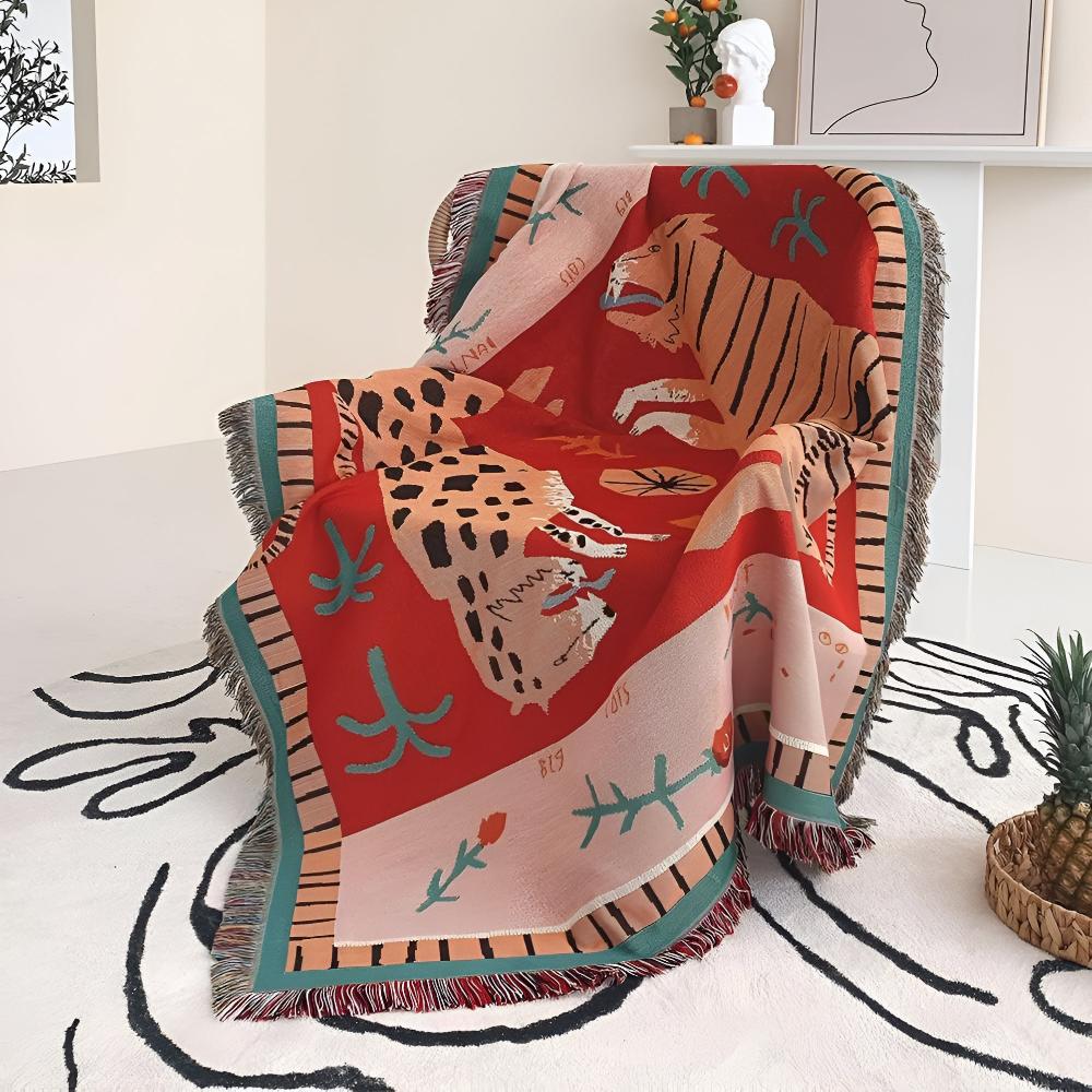 Skanto | Leopard Vevd Frynse Teppe