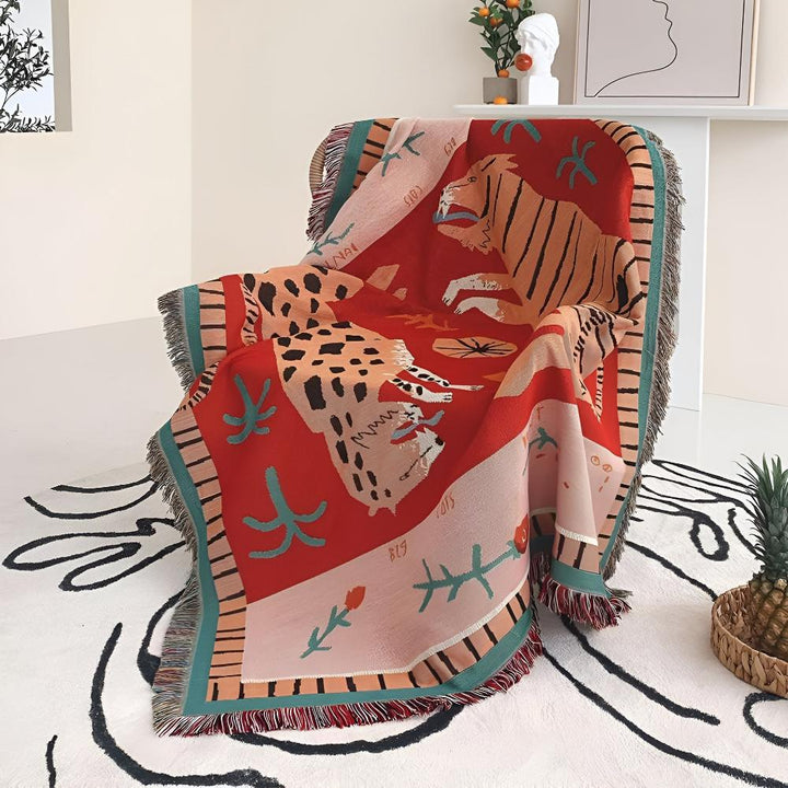 Skanto | Leopard Vevd Frynse Teppe