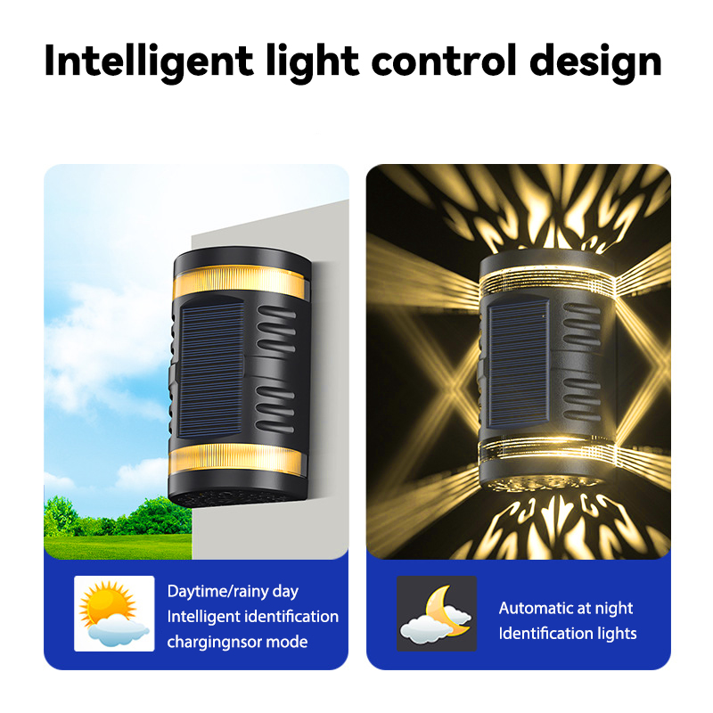 Skanto | Solar lampe med intelligent lyskontroll – utendørs vegglampe med automatisk nattsensor