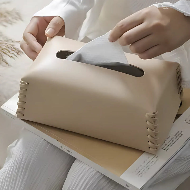 Skanto | Stitched Leather Tissue Box Holder
