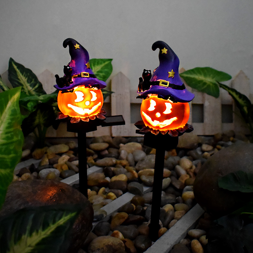 Skanto | Halloween Sollys – Dekorative LED Hage-lys med Gresskar og Heks-designs