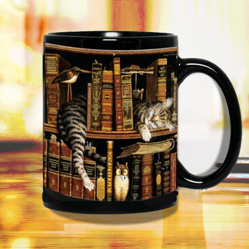 Bokhylle Keramisk Kaffe Kopp - Gave for Katt Bok Elsker | Skanto