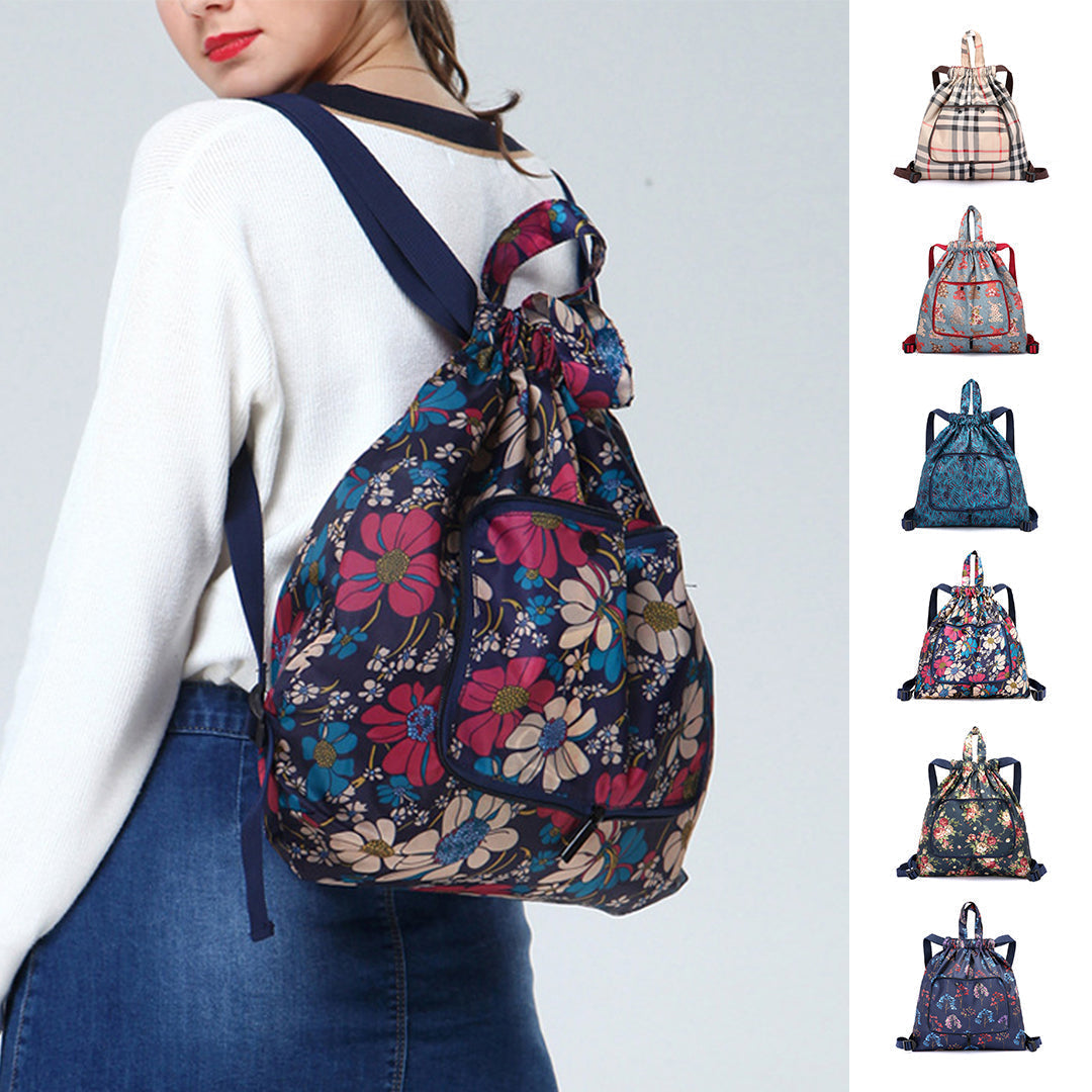 Samlebar trykt nylon ryggsekk med snor | Skanto