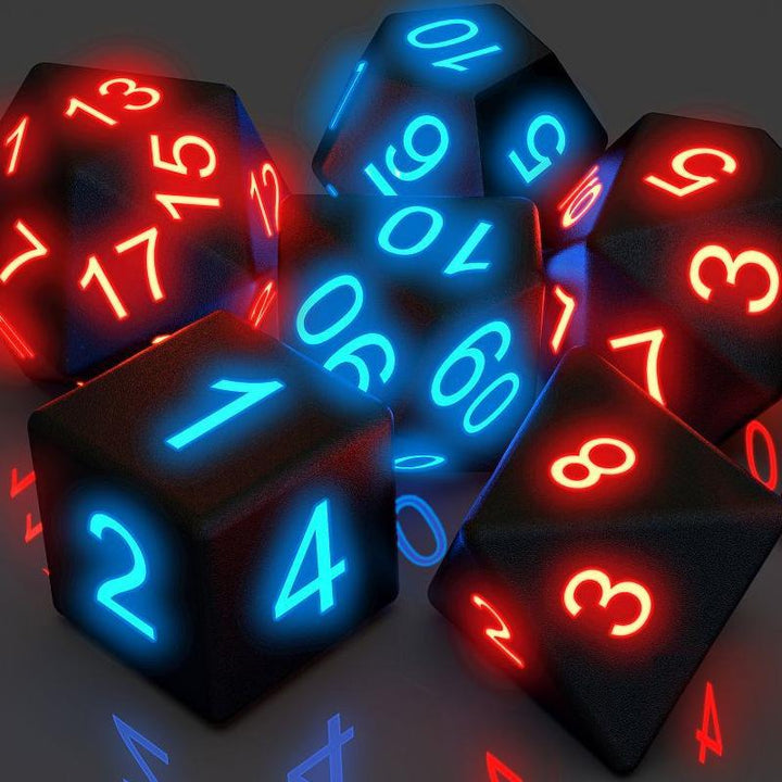 Skanto | Polyhedral Glødende Terningsett (7 stk)