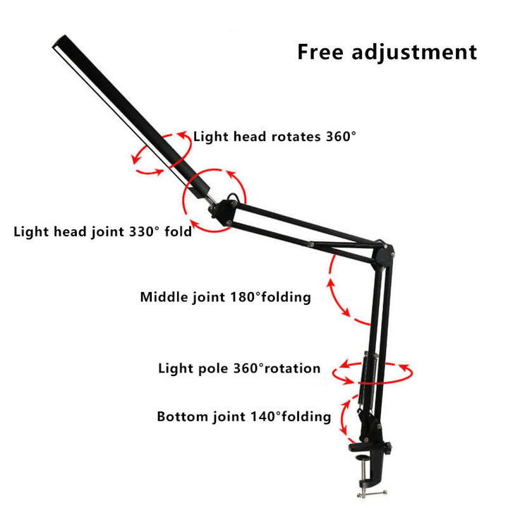 Skanto | LED Foldbar Lang Arm Klips Øyevern USB Leselampe