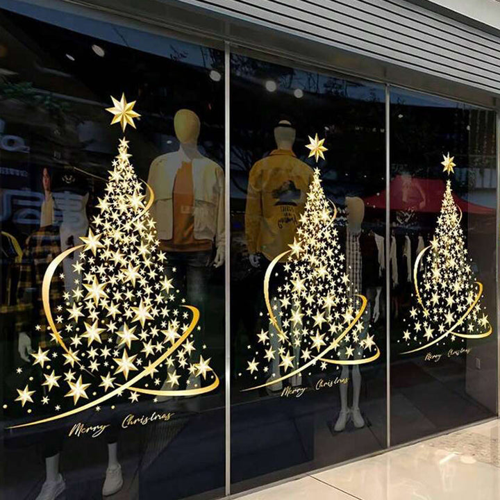 Skanto | Gyldne juletre vindusdekorasjoner klistremerker for glass