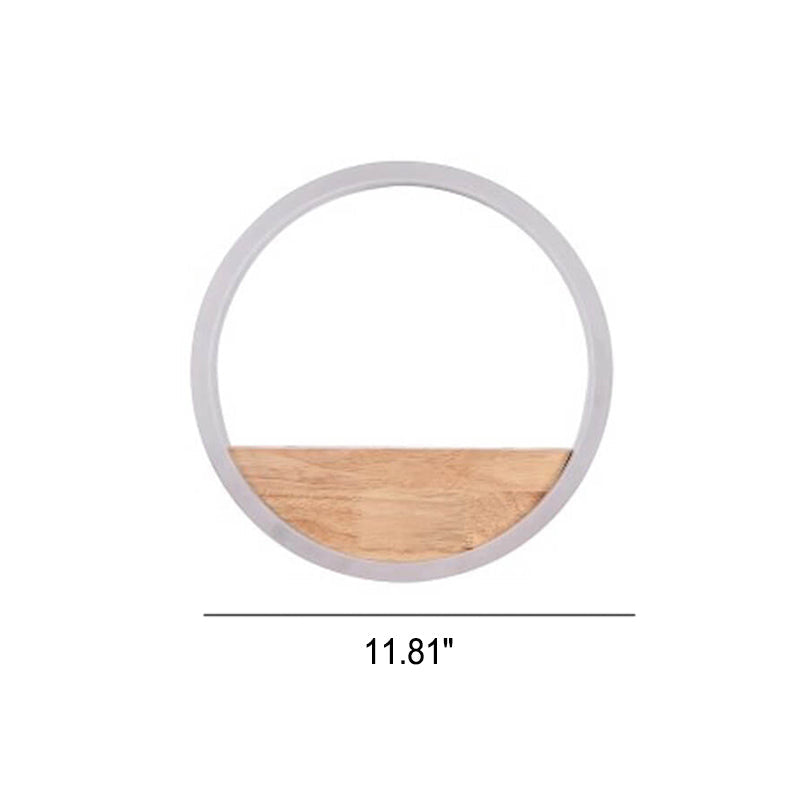 Skanto | Lumoshelf LED Vegglampe | Massiv Trematerial med Hylle | Rund Vegglampe | Varm & Hvit Lys