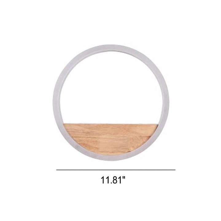 Skanto | Lumoshelf LED Vegglampe | Massiv Trematerial med Hylle | Rund Vegglampe | Varm & Hvit Lys