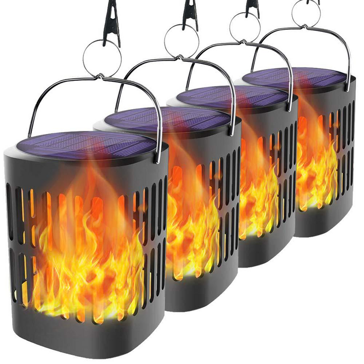 Skanto | Solar LED Flamme Lantern – Dekorativ utendørs belysning for hage og terrasse med hengemulighet