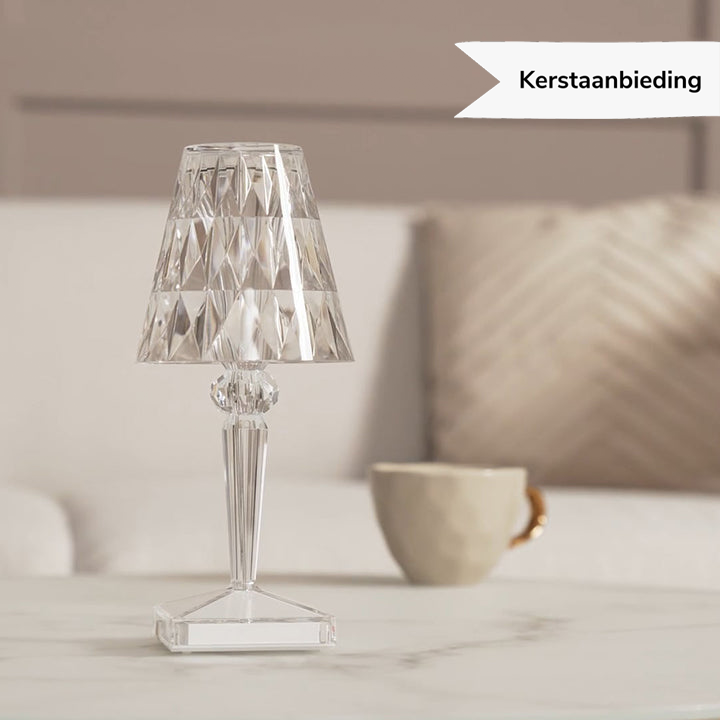 Skanto | LuxeCrystal Premium LED Bordlampe | Trådløs | Dimmbar Krystallbelysning | Stemningslys & Dekorasjon