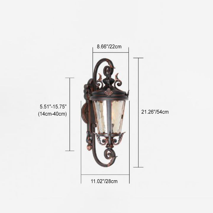 Tradisjonell europeisk vanntett aluminiums glassylinder 1-lyskilde vegglampe for utendørs terrasse | Skanto