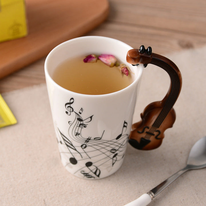 Musikernes keramiske kaffekopp, musikinstrumenthåndtak kopp | Skanto