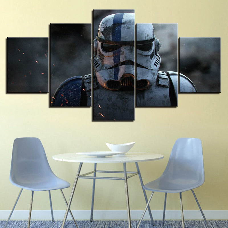 Skanto | Stormtrooper Star Wars - 5 Delt Lerret Veggkunst - Høyoppløselig Trykk