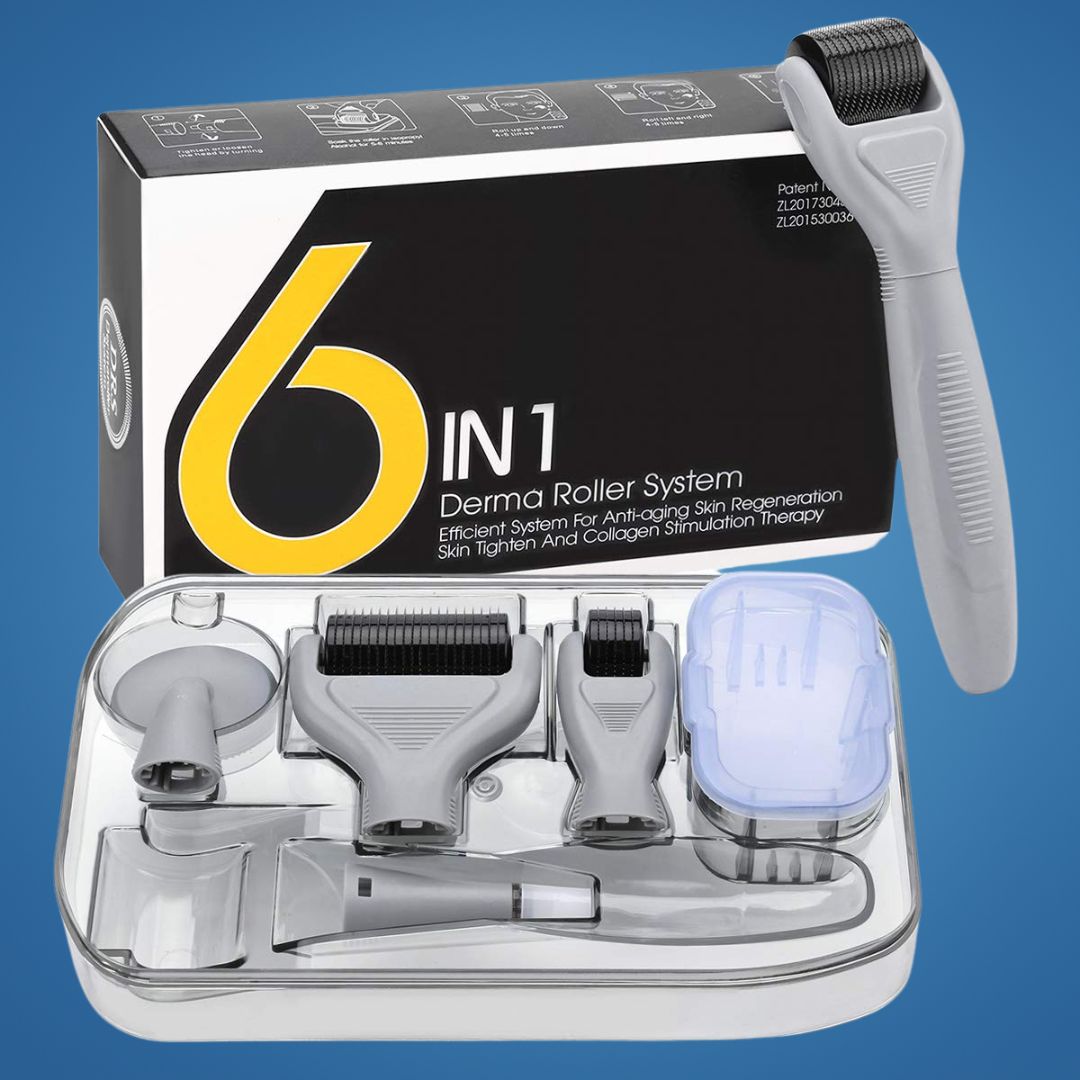 DermaGlow Microneedling Derma Roller Kit – Anti-Aging – Titannåler – Hjemmeskincare for Kvinner Skanto